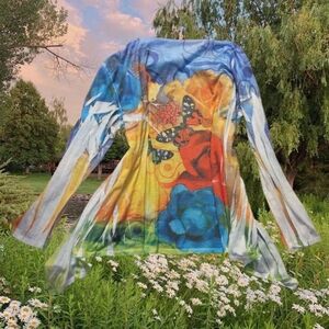 2000s bohemian rainbow cardigan